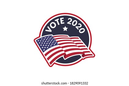 Vote 2020 in USA, sticker design. Political election campaign banner. Election day in United States of America.