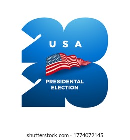 Vote 2020 in USA. Typographic vector design. USA debate of president voting. Election voting design. Political election campaign.