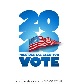 Votar 2020 en EEUU. Diseño vectorial tipográfico. Debate sobre la votación del presidente en Estados Unidos. Diseño del voto electoral. Campaña electoral política.