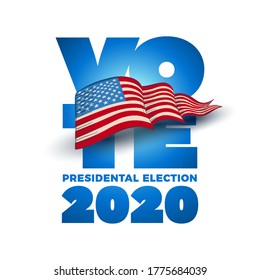 Vote 2020 in USA. Typographic vector design. USA debate of president voting. Election voting design. Political election campaign.