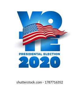 Vote 2020 in USA. Typographic vector design. USA debate of president voting. Election voting design. Political election campaign.