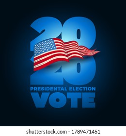 Vote 2020 in USA. Typographic vector design. USA debate of president voting. Election voting design. Political election campaign.