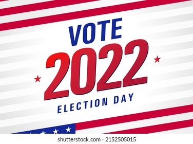 Vote 2022 Election USA light stripes banner. American patriotic background for election day. US debate or voting poster vector template