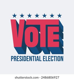 Vote 2024 Abzeichen für die Präsidentschaftswahl von Amerika. Der Wahltag. US-Präsident Voting Logo, Aufkleber. Wahlplakat, Banner, Vorlage. Politischer Wahlkampf. Tag der Abstimmung, 5. November.