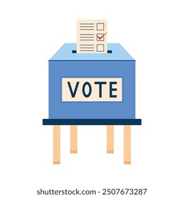 Vote 2024. Vote Ballot paper in the ballot box. Element for election themed design. Isolated vector illustration.