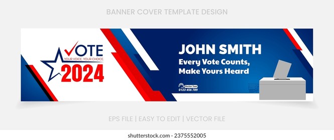 vote 2024 banner background design cover social media. box illustration vector.