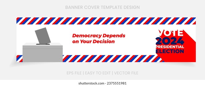 vote 2024 election with box illustration. red blue color background design.