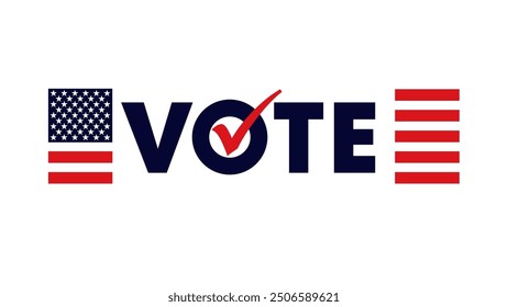 Vote 2024, Election day in USA. Vote word with US flag for Presidential Election, November 5. Vector Illustration