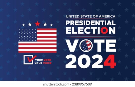 Vote 2024. Presidential election day in united states. Election 2024 USA. Political election campaign banner. background, post, Banner, card, poster design with Vote day November 5 US