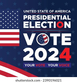 Votación 2024. Día de las elecciones presidenciales en estados unidos. Elecciones 2024 EE.UU. Cartel de la campaña electoral política. fondo, post, cartel, tarjeta, diseño de afiches con el día de votación 5 de noviembre EE.UU.