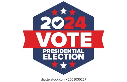 Vote 2024. Presidential Election 2024 in United States. Vote day, November 5. US Election. Patriotic american element. Poster, card, banner and background. Vector illustration
