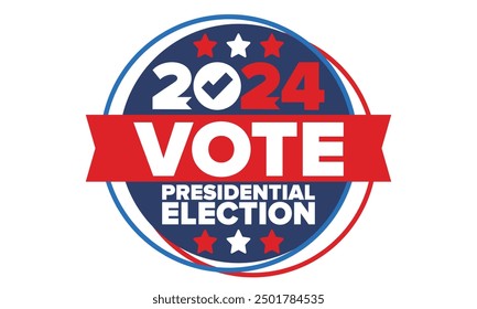 Vote 2024. Presidential Election 2024 in United States. Vote day, November 5. US Election. Patriotic american element. Poster, card, banner and background. Vector illustration