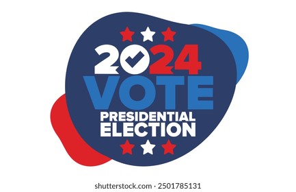 Vote 2024. Presidential Election 2024 in United States. Vote day, November 5. US Election. Patriotic american element. Poster, card, banner and background. Vector illustration