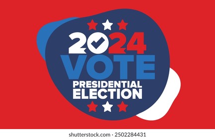 Vote 2024. Presidential Election 2024 in United States. Vote day, November 5. US Election. Patriotic american element. Poster, card, banner and background. Vector illustration