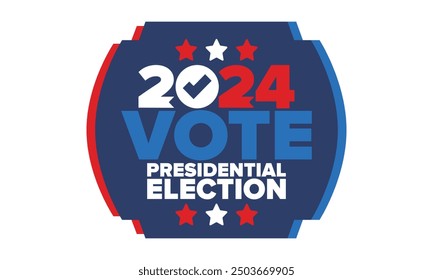 Vote 2024. Presidential Election 2024 in United States. Vote day, November 5. US Election. Patriotic american element. Poster, card, banner and background. Vector illustration