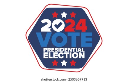 Vote 2024. Presidential Election 2024 in United States. Vote day, November 5. US Election. Patriotic american element. Poster, card, banner and background. Vector illustration