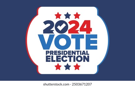 Vote 2024. Presidential Election 2024 in United States. Vote day, November 5. US Election. Patriotic american element. Poster, card, banner and background. Vector illustration