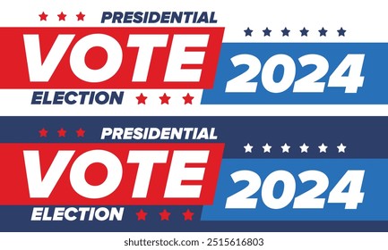 Vote 2024. Presidential Election 2024 in United States. Vote day, November 5. US Election. Patriotic american element. Poster, card, banner and background. Vector illustration