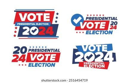 Vote 2024. Presidential Election 2024 in United States. Vote day, November 5. US Election. Patriotic american element. Poster, card, banner and background. Vector illustration