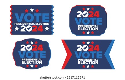 Vote 2024. Presidential Election 2024 in United States. Vote day, November 5. US Election. Patriotic american element. Poster, card, banner and background. Vector illustration