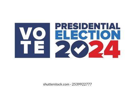 Votación 2024. Elecciones presidenciales de 2024 en Estados Unidos. Día de votación, 5 de noviembre. Elecciones en Estados Unidos. Elemento patriótico americano. Póster, tarjeta, Anuncio y fondo. Ilustración vectorial