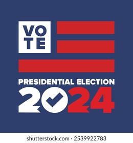 Votação 2024. Eleição Presidencial de 2024 nos Estados Unidos. Dia da votação, 5 de novembro. Eleição nos Estados Unidos. Elemento patriótico americano. Cartaz, cartão, faixa e fundo. Ilustração vetorial