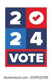 Vote 2024. Presidential Election 2024 in United States. Vote day, November 5. US Election. Patriotic american element. Poster, card, banner and background. Vector illustration