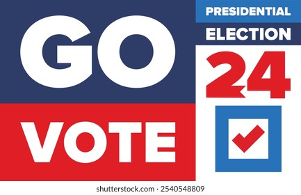 Vote 2024. Presidential Election 2024 in United States. Vote day, November 5. US Election. Patriotic american element. Poster, card, banner and background. Vector illustration