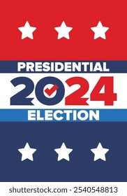 Vote 2024. Presidential Election 2024 in United States. Vote day, November 5. US Election. Patriotic american element. Poster, card, banner and background. Vector illustration