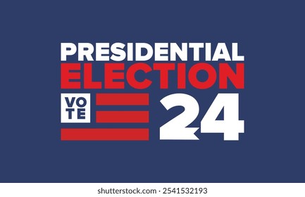 Vote 2024. Presidential Election 2024 in United States. Vote day, November 5. US Election. Patriotic american element. Poster, card, banner and background. Vector illustration