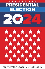 Vote 2024. Presidential Election 2024 in United States. Vote day, November 5. US Election. Patriotic american element. Poster, card, banner and background. Vector illustration