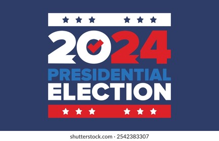 Vote 2024. Presidential Election 2024 in United States. Vote day, November 5. US Election. Patriotic american element. Poster, card, banner and background. Vector illustration