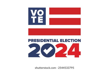 Vote 2024. Presidential Election 2024 in United States. Vote day, November 5. US Election. Patriotic american element. Poster, card, banner and background. Vector illustration