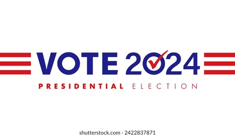 Vote 2024, Presidential Election USA concept. Election Day 2024 November 5, banner with typography and red stripes