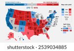 Vote 2024, Presidential Elections consensus electoral map. US Election Results 2024. Editable infographics banner for voting in USA. Vector illustration