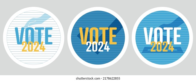Votar por sellos 2024. Conjunto de vector plano.