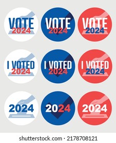 Vote 2024 Stamps. Flat vector set.