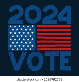 Votar 2024 en USA, diseño de Anuncio. Debate en EEUU sobre la votación del presidente. Dibuja a mano el cartel de votación de la elección. Plantilla campaña electoral política. Día de elecciones patrióticas estadounidenses. Ilustración vectorial