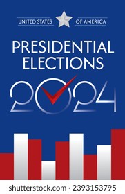 Vote 2024 in USA. Election voting poster. Political election campaign