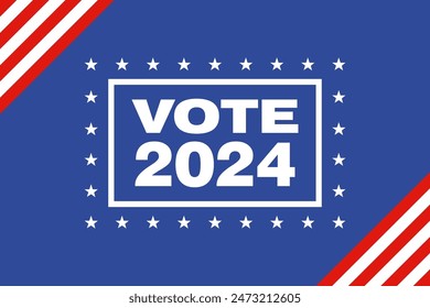 Vote 2024. USA Presidential Elections Event Banner, card, poster design with American colors and typography. Vote day, November 5. US Election