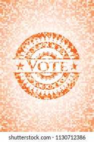 Vote abstract emblem, orange mosaic background