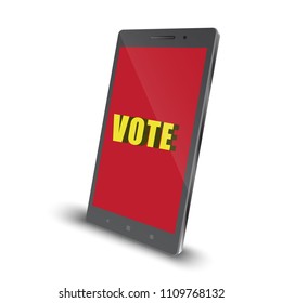 vote app on smartphone perspective angle view vector on white background, vector illustration.