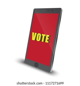 vote app on smartphone perspective angle view vector on white background, vector illustration.