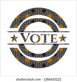 Vote arabesque style emblem. arabic decoration.