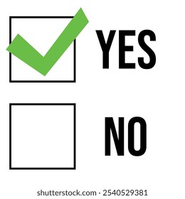 Vote art work.yes and no.mark .box.art and illustrations .in white background .