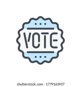 VOTE Badge color line icon. Vote Ribbon Emblem vector outline colorful sign.