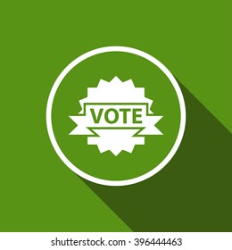 vote badge flat icon with long shadow. material design vector illustration