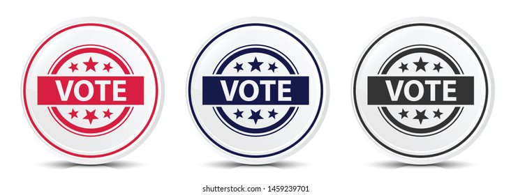 Vote badge icon crystal flat round button set illustration design isolated on white background