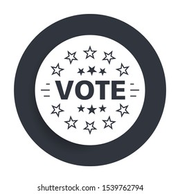 Vote badge icon flat vector round button clean black and white concept isolated minimal illustration design simple circle frame button for web and interface