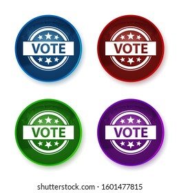 Vote badge icon isolated on shiny round buttons set illustration